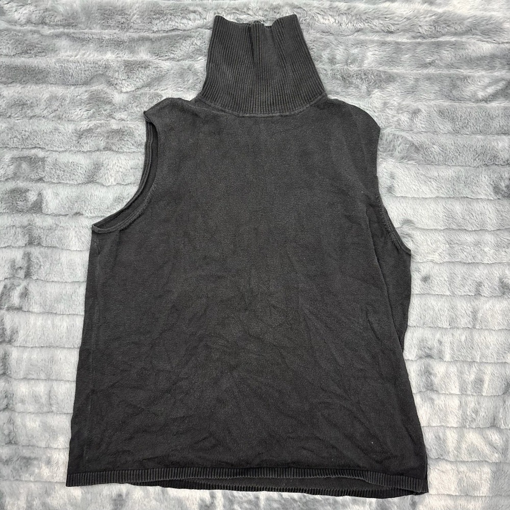 Preston & York Black Silk Blend Sleeveless Turtleneck Sweater Top Large